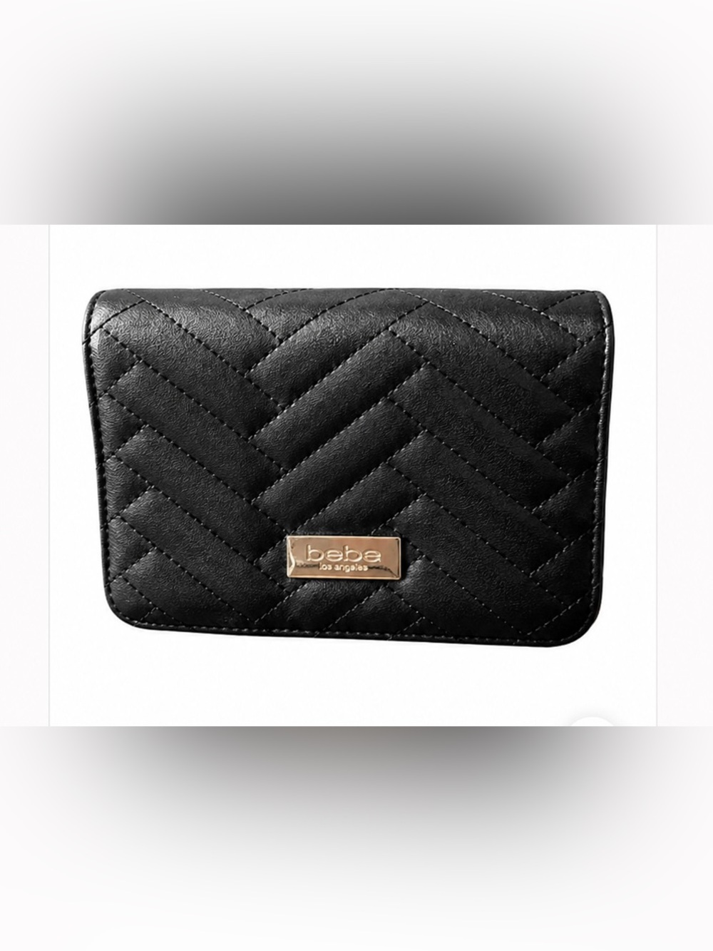 Bebe Black Quilted Chevron Chain Crossbody Clutch Bag